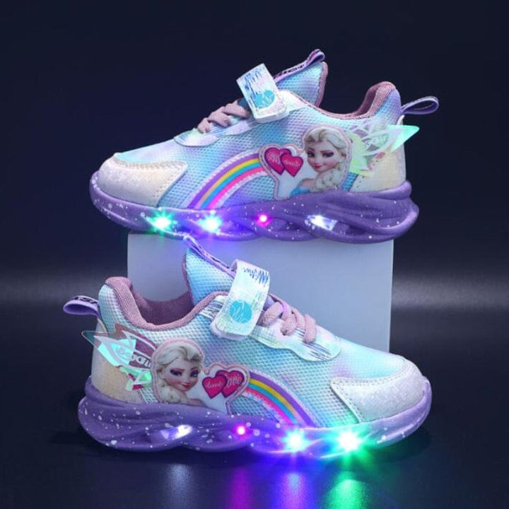 Kids' GlowStride light-up LED sneakers, fun glowing footwear for active children, comfortable design.