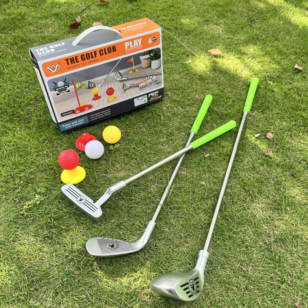 Kids golf set for children with adjustable clubs & goals, perfect for active outdoor & indoor play.