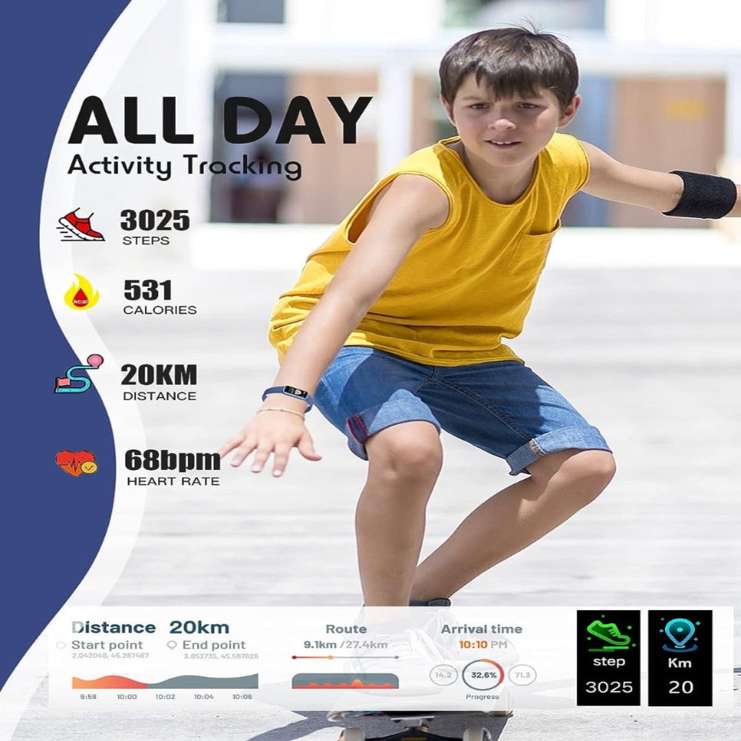Child's GPS safety smartwatch & fitness tracker for real-time location, SOS alerts, and secure communication.