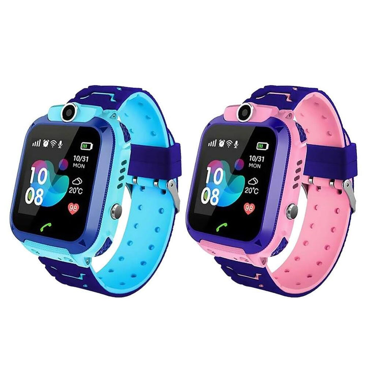 Children's digital smart watch with GPS tracker, camera, and SOS alarm. Fun tech gift for kids, durable & safe.