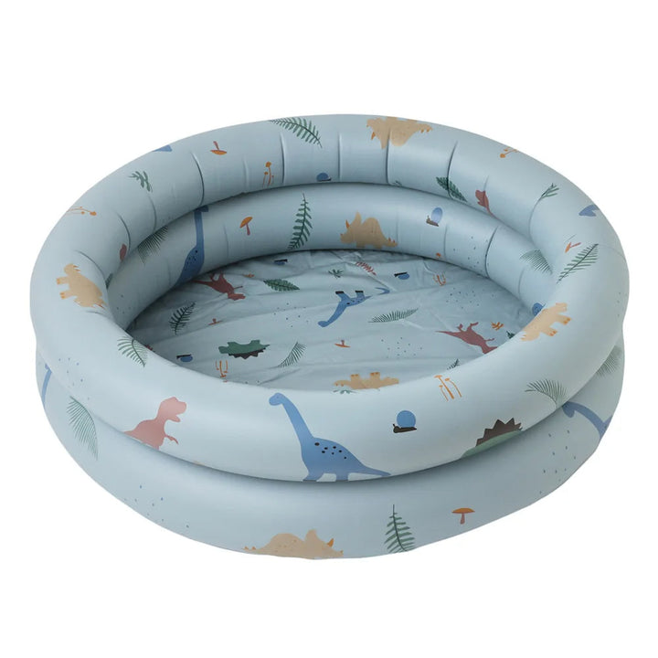 Kids' inflatable splash pool with various water play toys for backyard summer fun, ideal for toddlers & children.