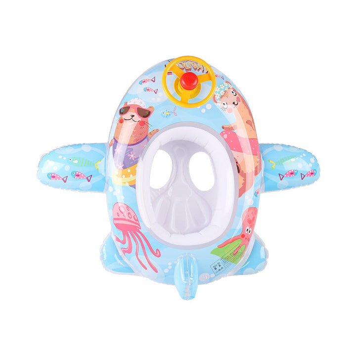 Durable kids' swim ring with steering wheel, providing hours of fun at the lake or pool.