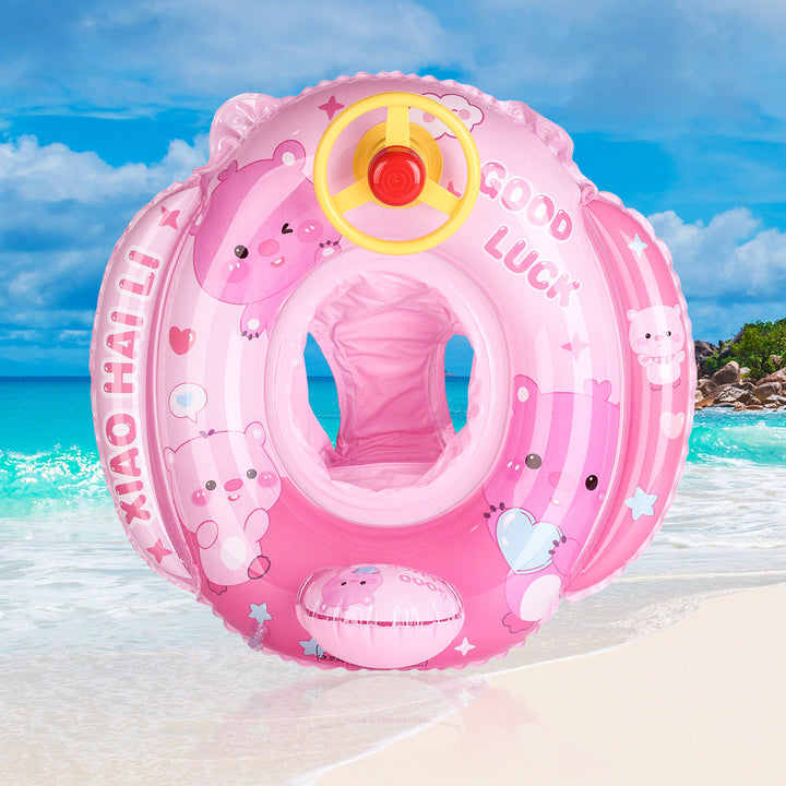 Parent-approved safety swim ring for toddlers, equipped with a fun steering wheel.
