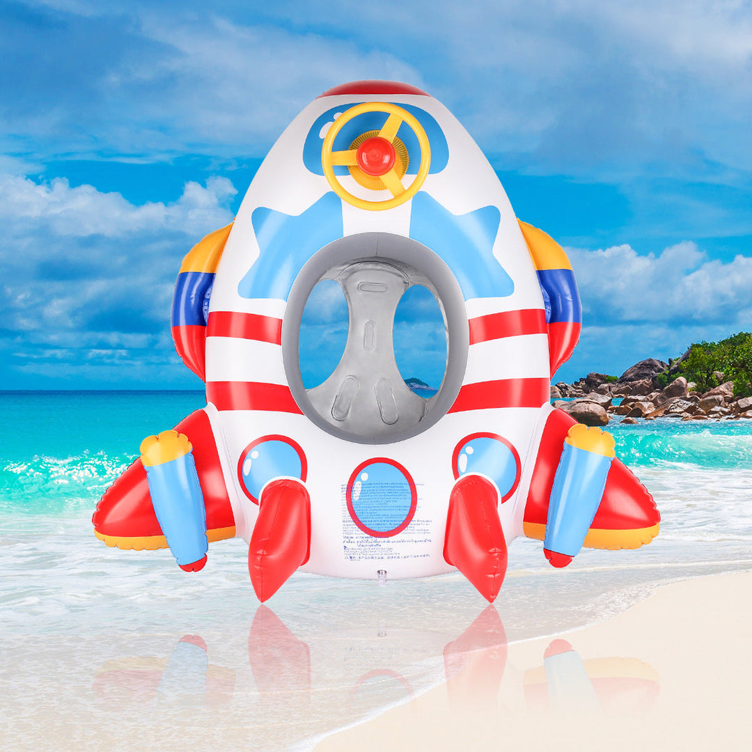 Interactive steering wheel swim ring for kids, perfect for imaginative play in the water.