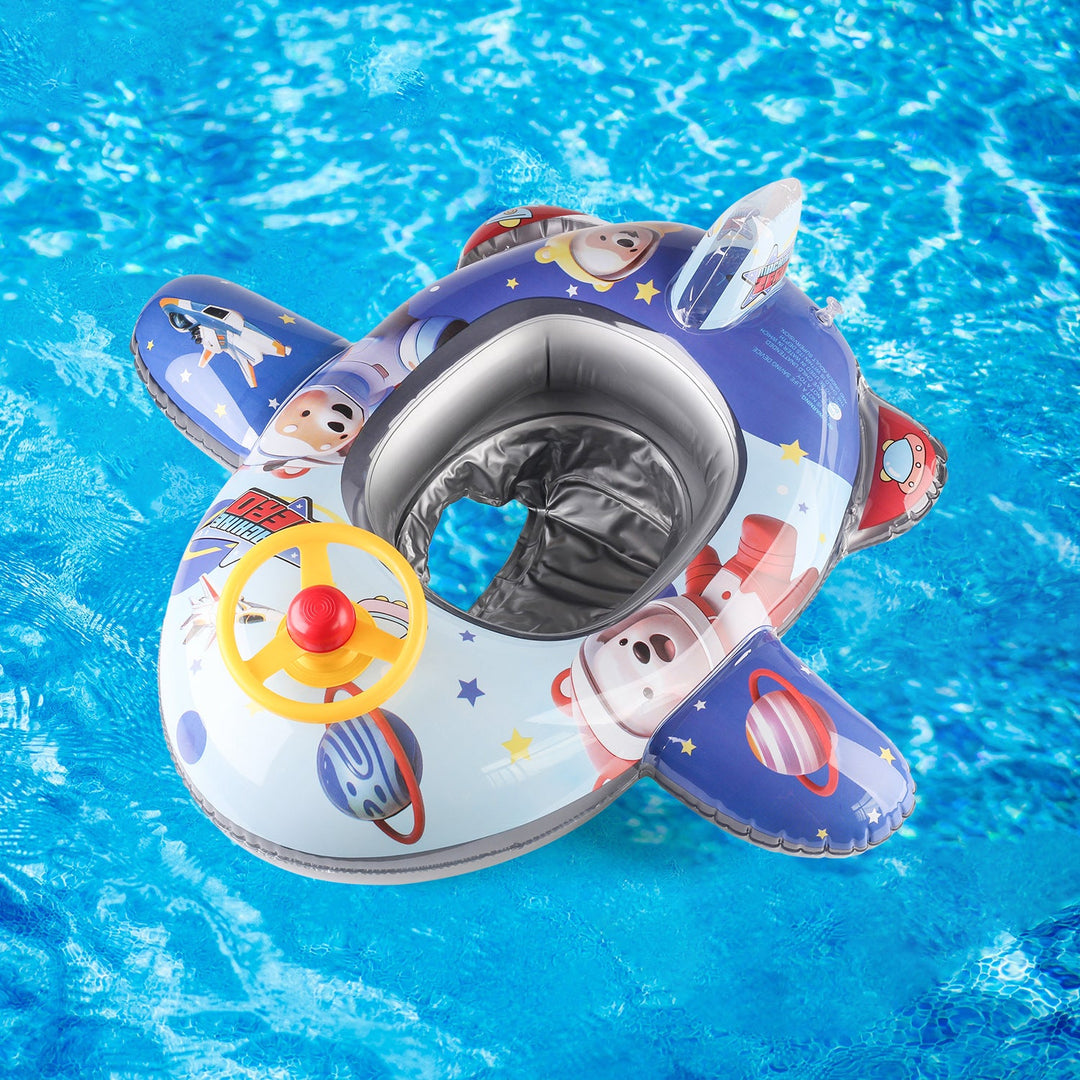 Fun & safe kids' steering wheel swim ring, enhancing outdoor pool and beach experiences.