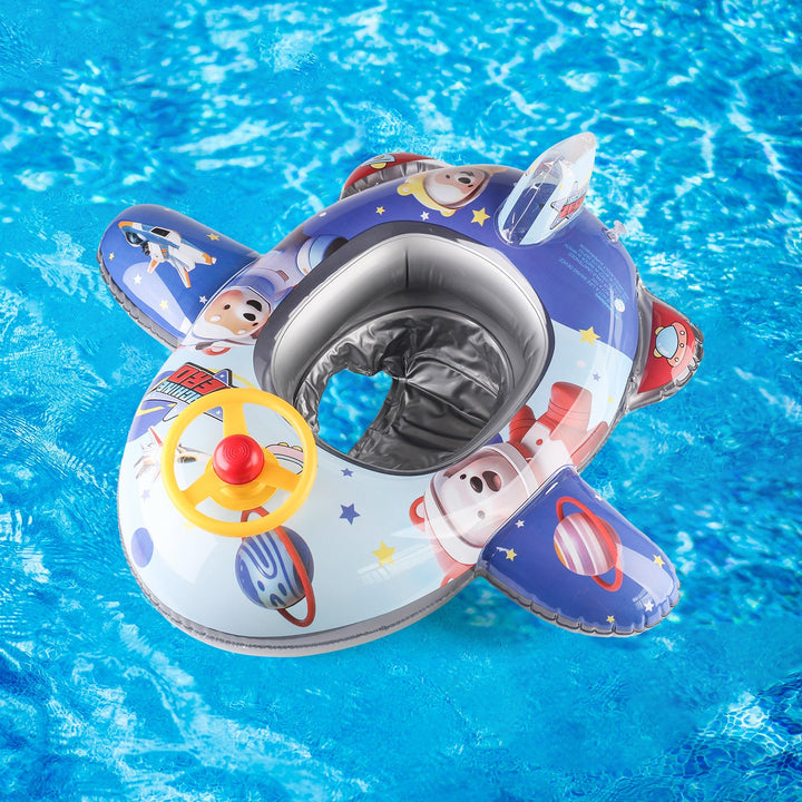 Fun & safe kids' steering wheel swim ring, enhancing outdoor pool and beach experiences.
