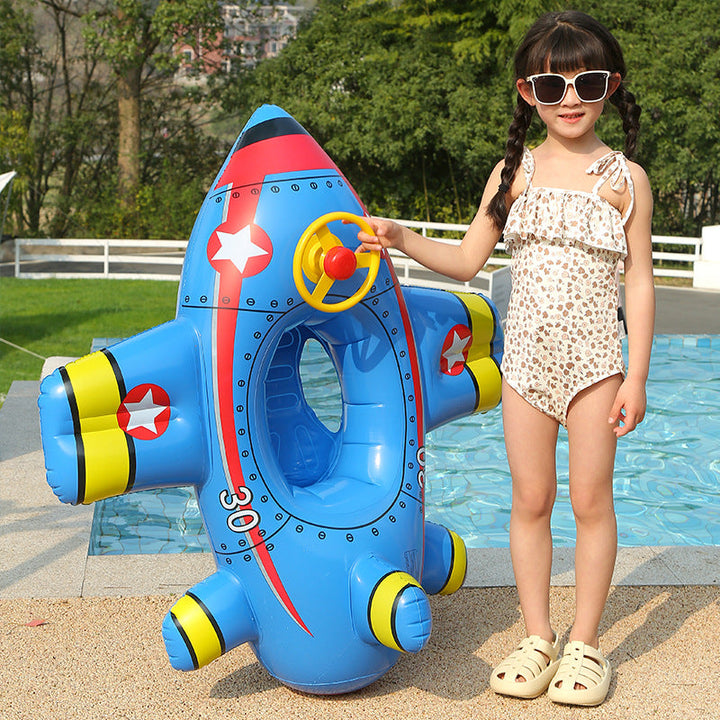 Toddler safety swim ring float with steering wheel, perfect for beach essentials & water play.