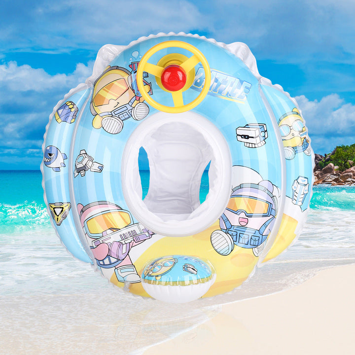Safe kids' inflatable water toy with a steering wheel, great for toddlers learning to swim.