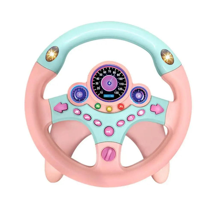 Educational kids' steering wheel driving simulator toy; promotes sensory development & motor skills for children.