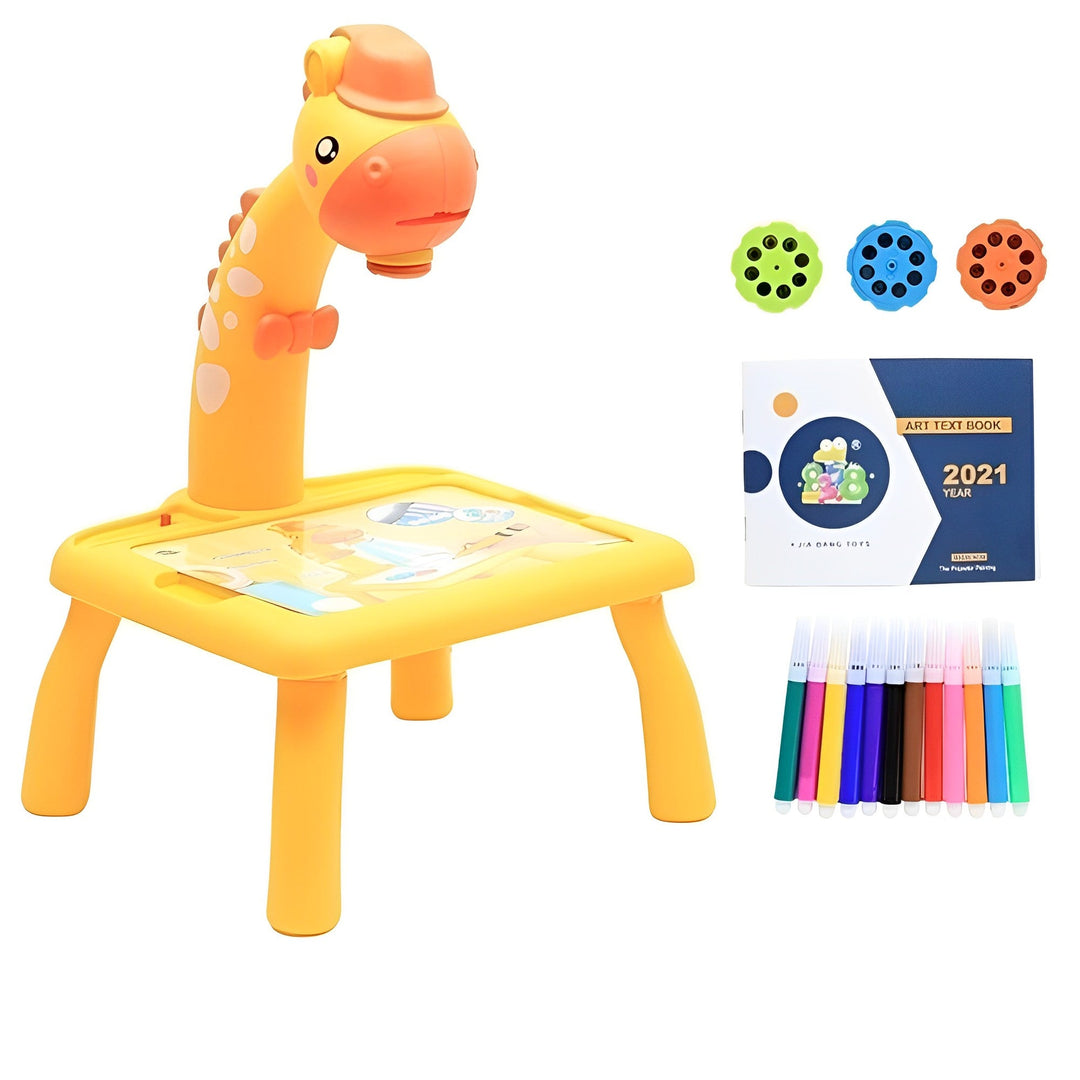 Kids' LED Drawing Projector Table with Music, an educational toy for creative art activities & learning.