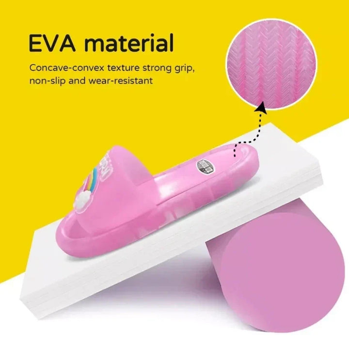 Playful light-up unicorn slippers for kids, magical glowing children's footwear, great for indoor and outdoor fun.