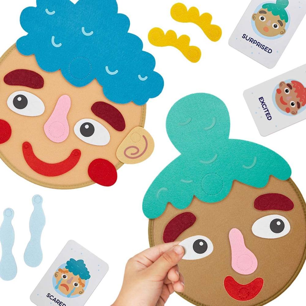 Children's Montessori felt toy for early emotional learning. Helps kids understand facial expressions & build empathy.