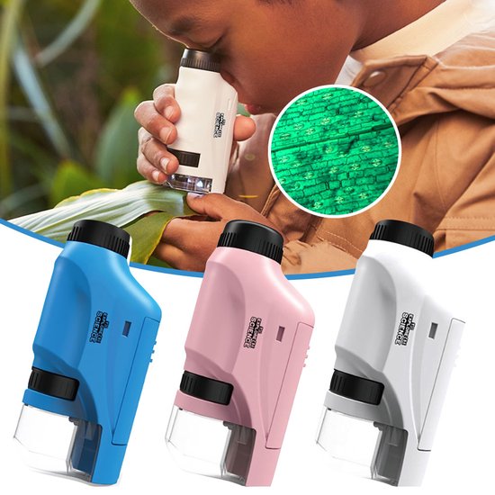 Kids' portable microscope set, 60x-120x magnification, for young explorers. A great STEM learning tool.