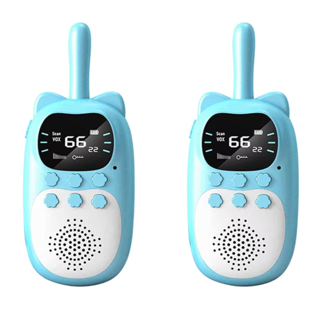 Kids' rechargeable digital walkie talkies for long-range outdoor play & adventure toys.