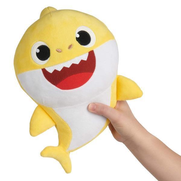 Cuddly Baby Shark musical plush toy. Singing stuffed animal for kids, a fun and soft toddler gift.
