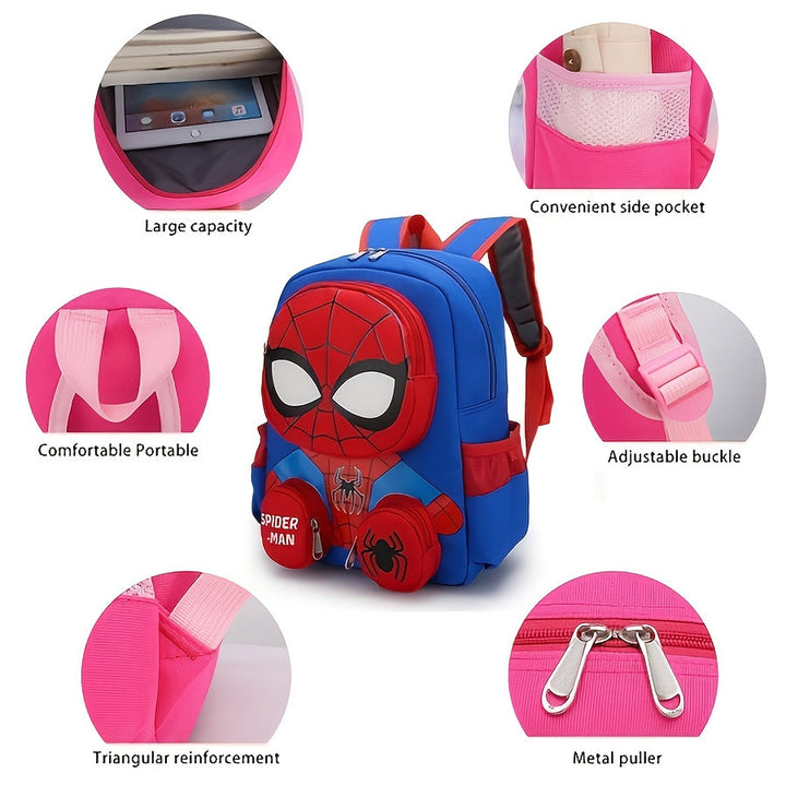 Awesome Spider-Man 3D character backpack, great gift for kids. Large capacity, sturdy design.