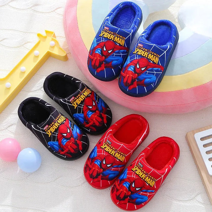 Kids' Spider-Man cozy indoor slippers for boys & girls. Soft, warm fall/winter footwear for children.