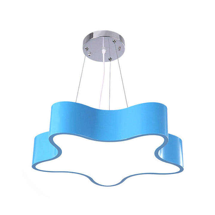 Whimsical star-shaped LED pendant light, perfect children's bedroom lighting. Acrylic nursery lamp.
