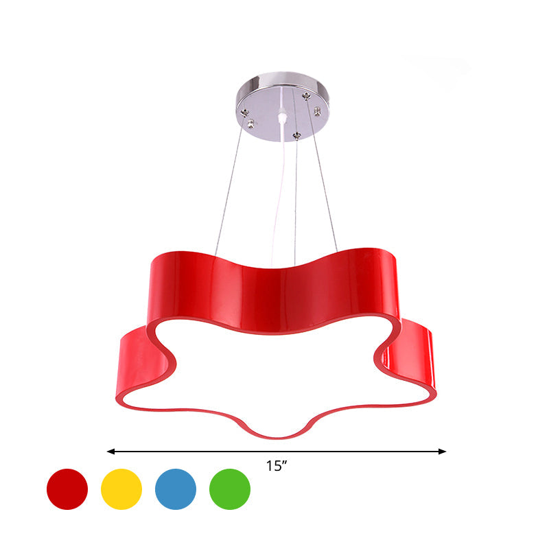 Charming star design LED pendant ceiling light for children. Acrylic lamp brightens any nursery or bedroom.