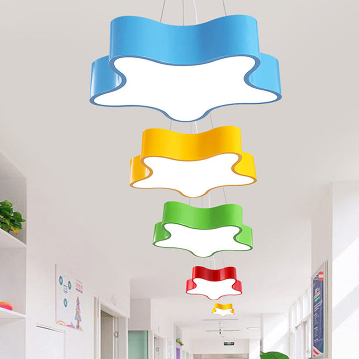 Cute star ceiling pendant light, LED lamp for a child's nursery. Adds a playful touch to room decor.