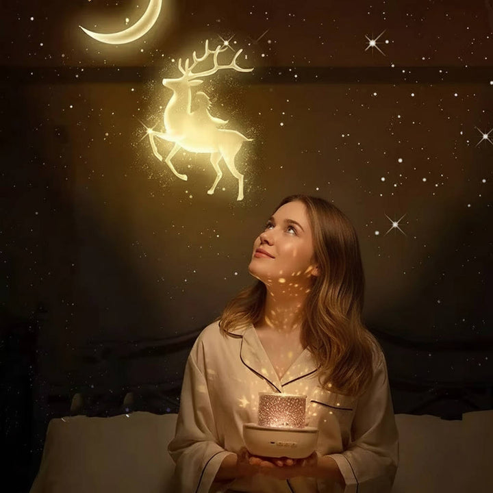 Interactive star projector for kids, featuring rotating galaxy projections and easy remote control operation.