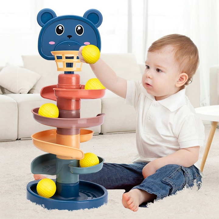 Kids' Swirling Ball Drop Tower for toddlers & preschoolers. Educational toy for early development & motor skills.