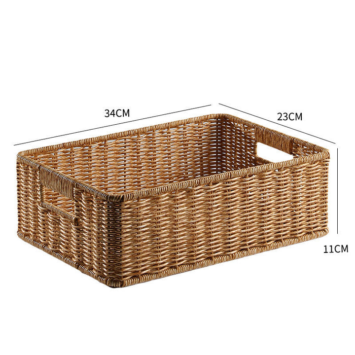 Earth-toned handwoven natural wicker basket for elegant home decor.
