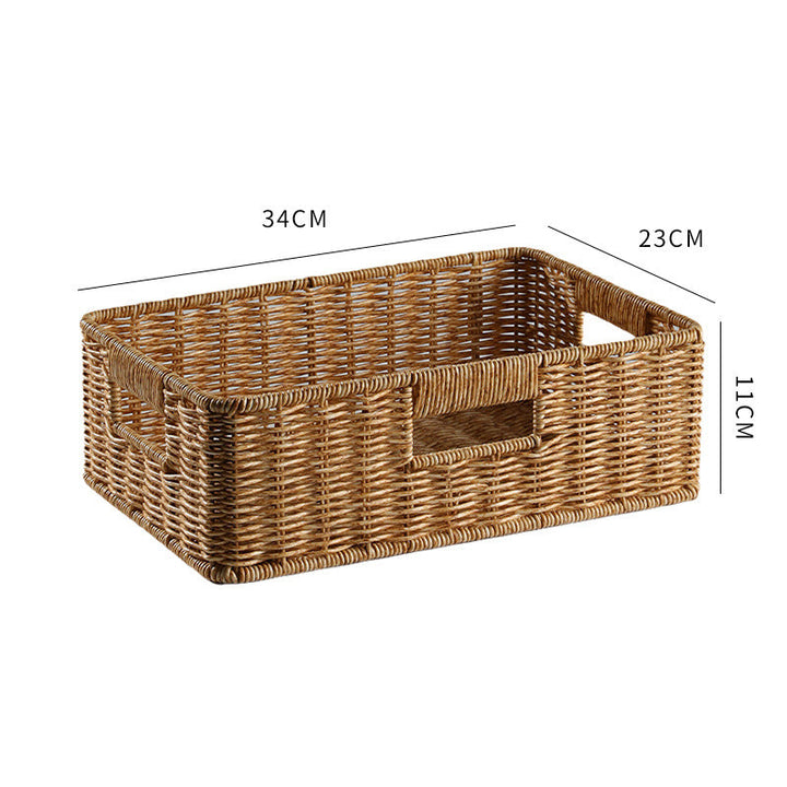 Large rectangular storage basket, strong handwoven wicker construction.