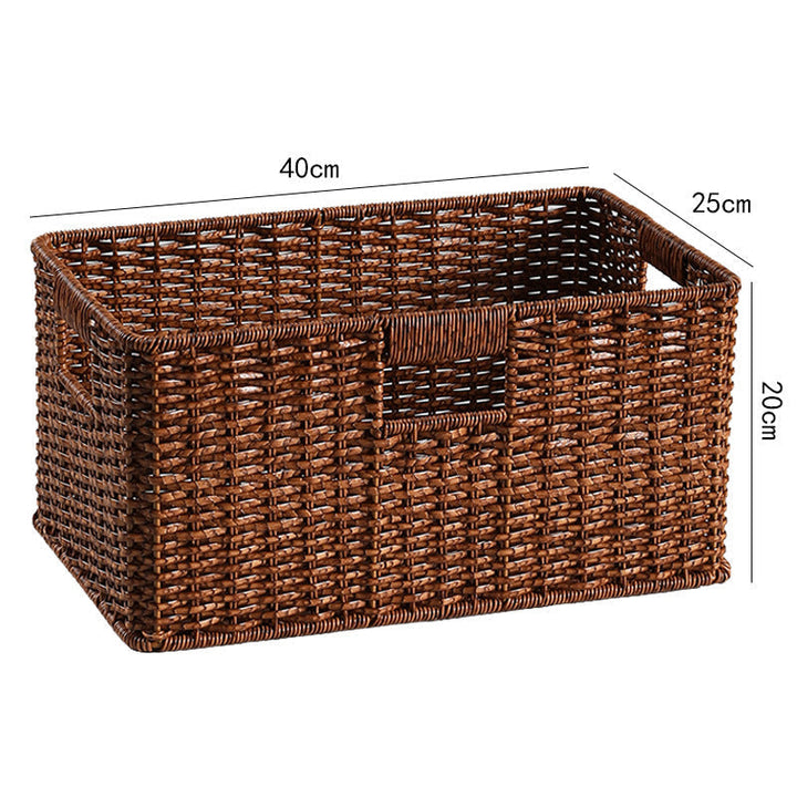 Decorative large wicker basket, ideal for children's toy storage.