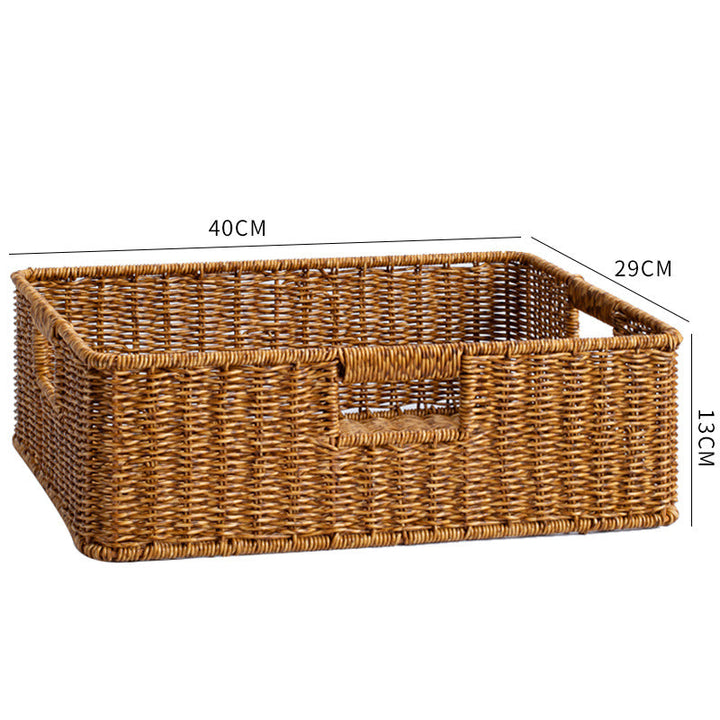 Large handwoven wicker basket, perfect for organizing clothes or linen.