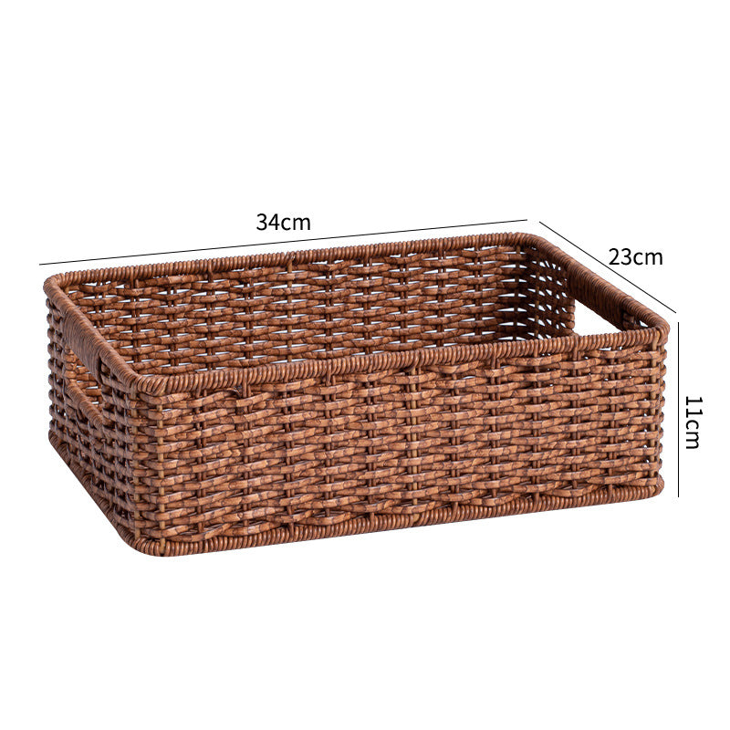 Natural fiber rectangular storage basket, adds warmth to any room.