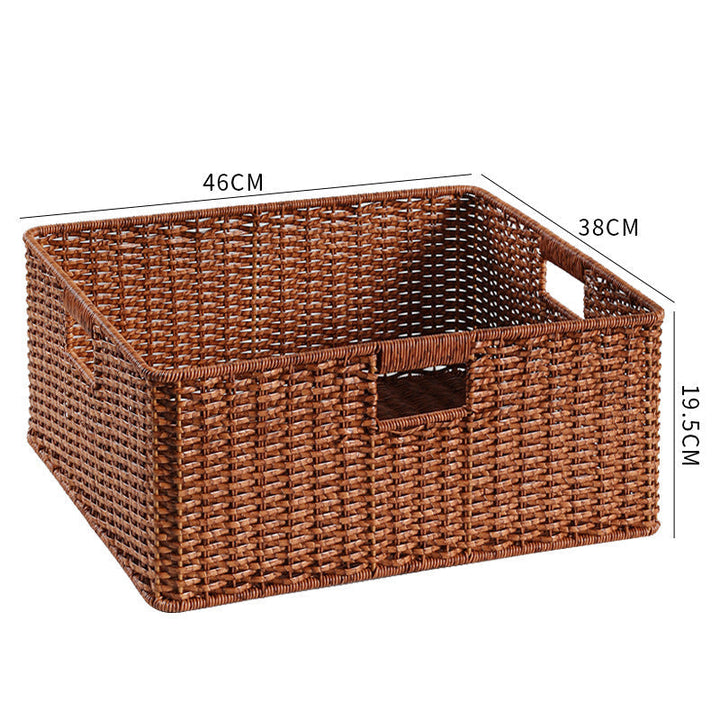Large handcrafted wicker basket, perfect for books or magazines.