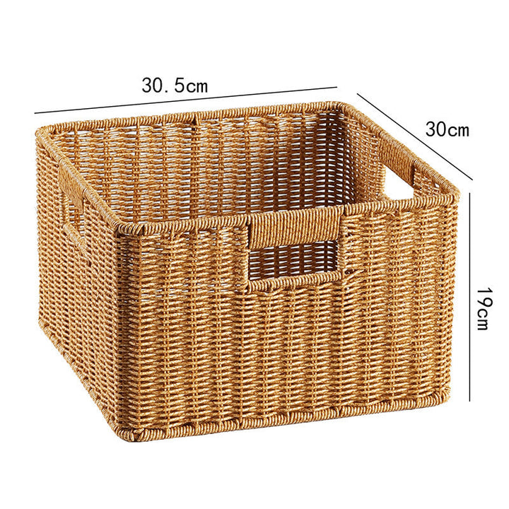 Eco-friendly natural wicker basket, rectangular shape for storage.