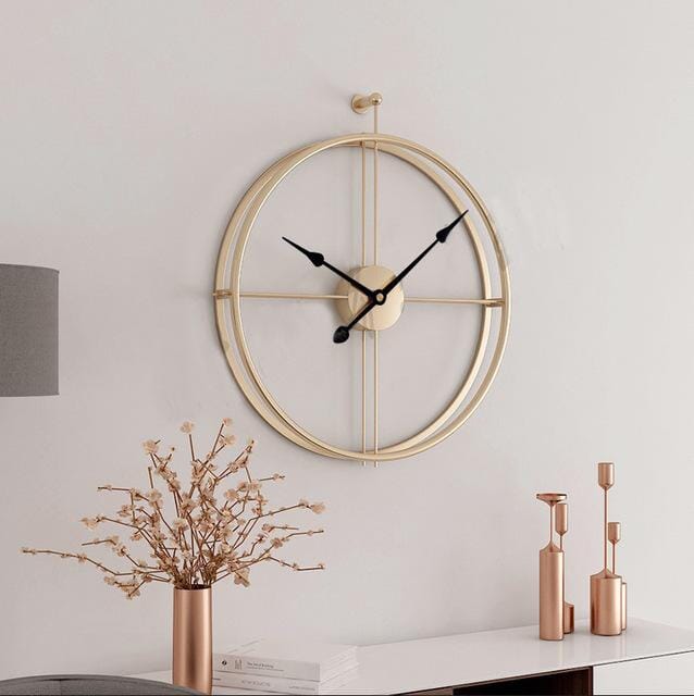 Geometric metal wall art clock, a silent modern accent for living room or office decor.
