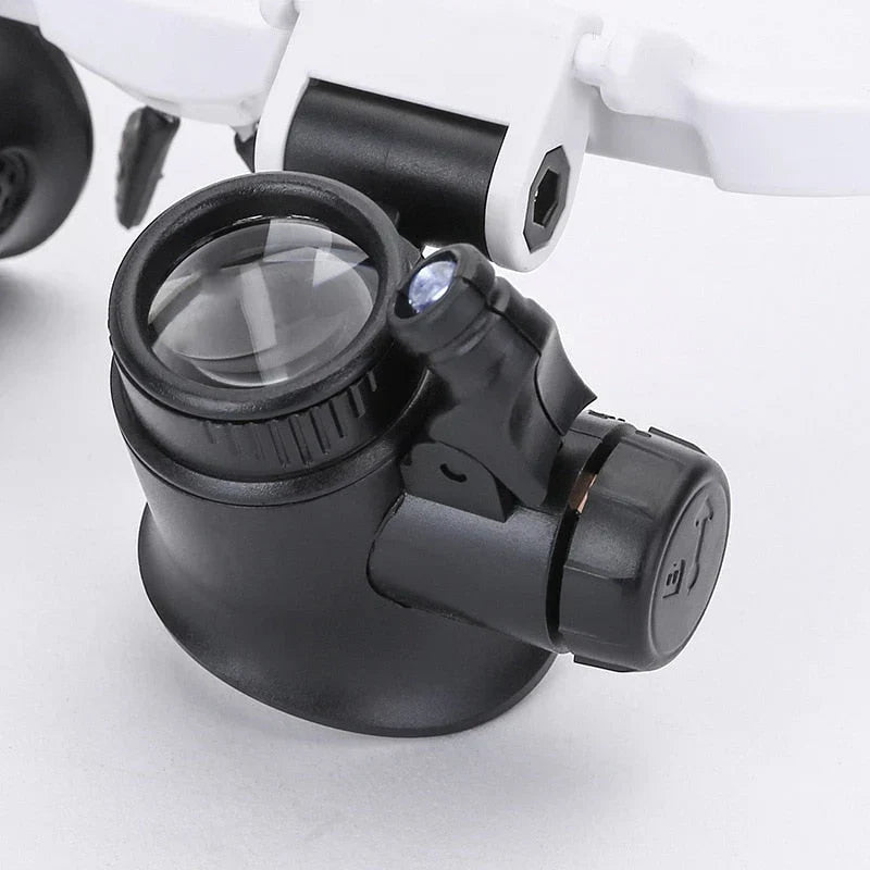 LED magnifying glass with adjustable lenses, a versatile tool for precision work, reading, and detailed inspections.