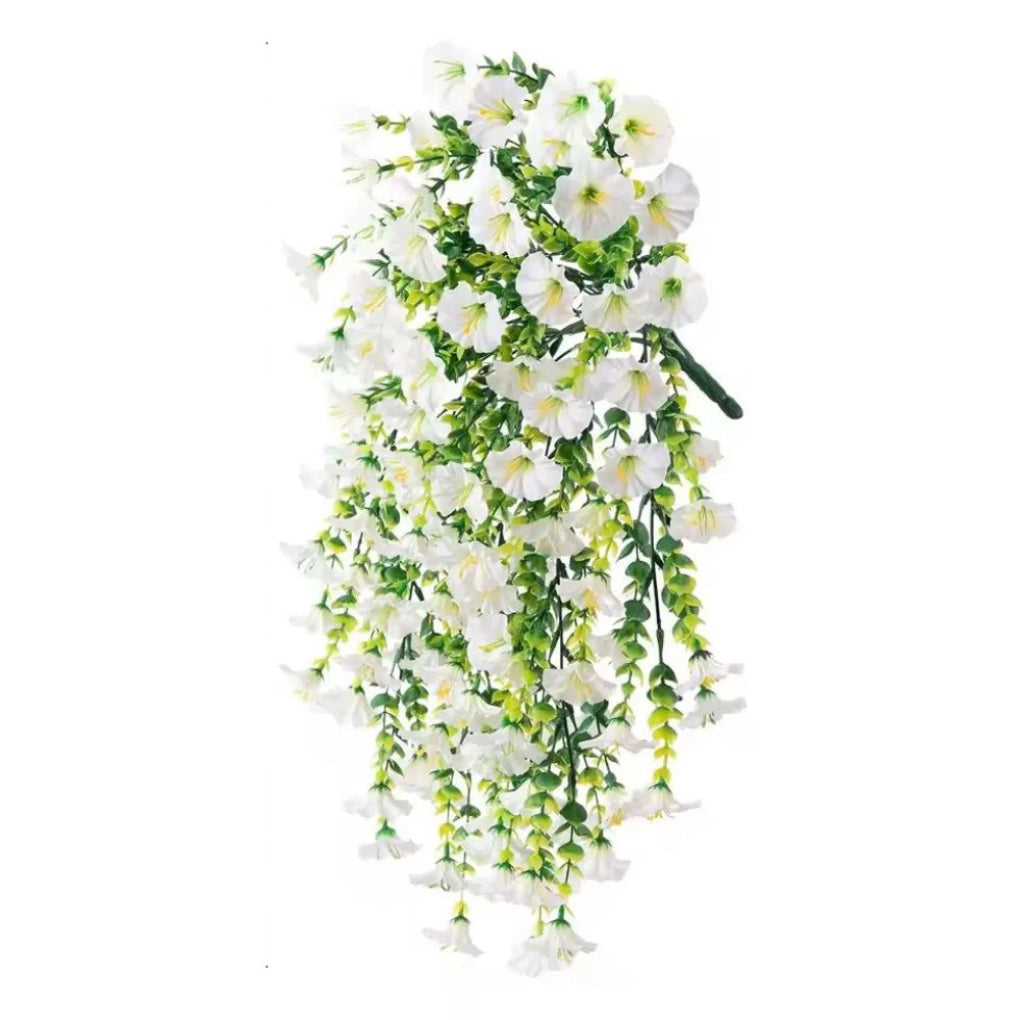 UV resistant artificial morning glory flower garland. No maintenance lifelike floral string for enduring home decor.