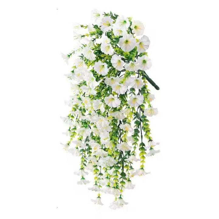 UV resistant artificial morning glory flower garland. No maintenance lifelike floral string for enduring home decor.