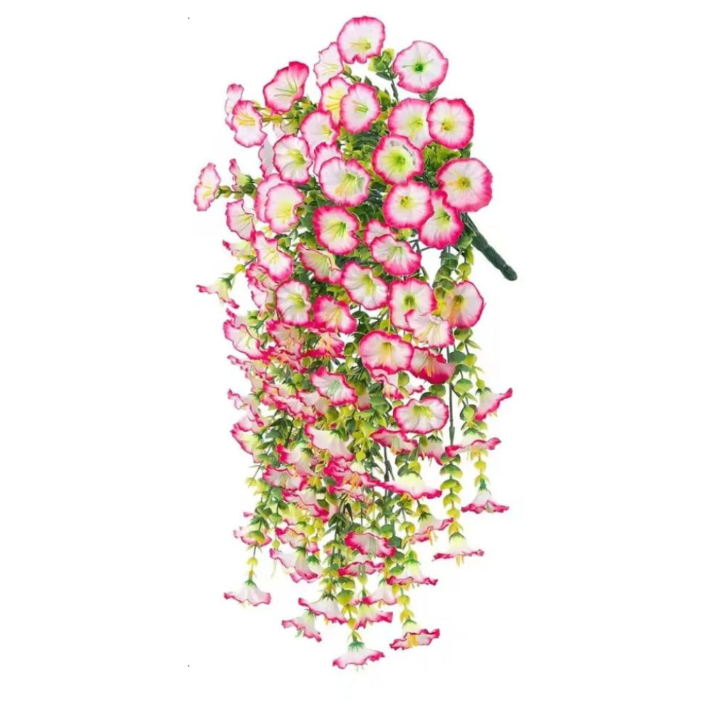 Beautiful artificial morning glory garland, a long floral string for elegant hanging home & event decor.