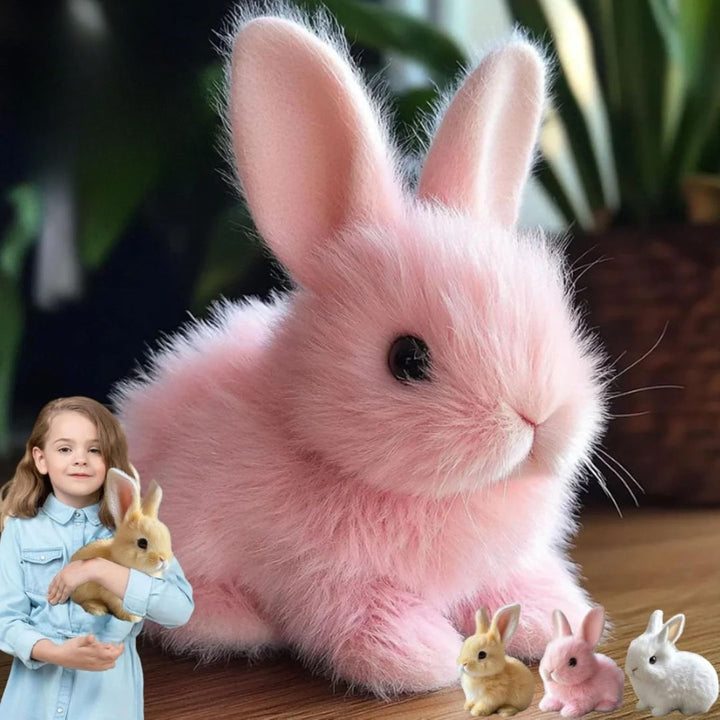 Kids interactive plush bunny with soft fur, a lifelike toy companion for toddlers & young children.