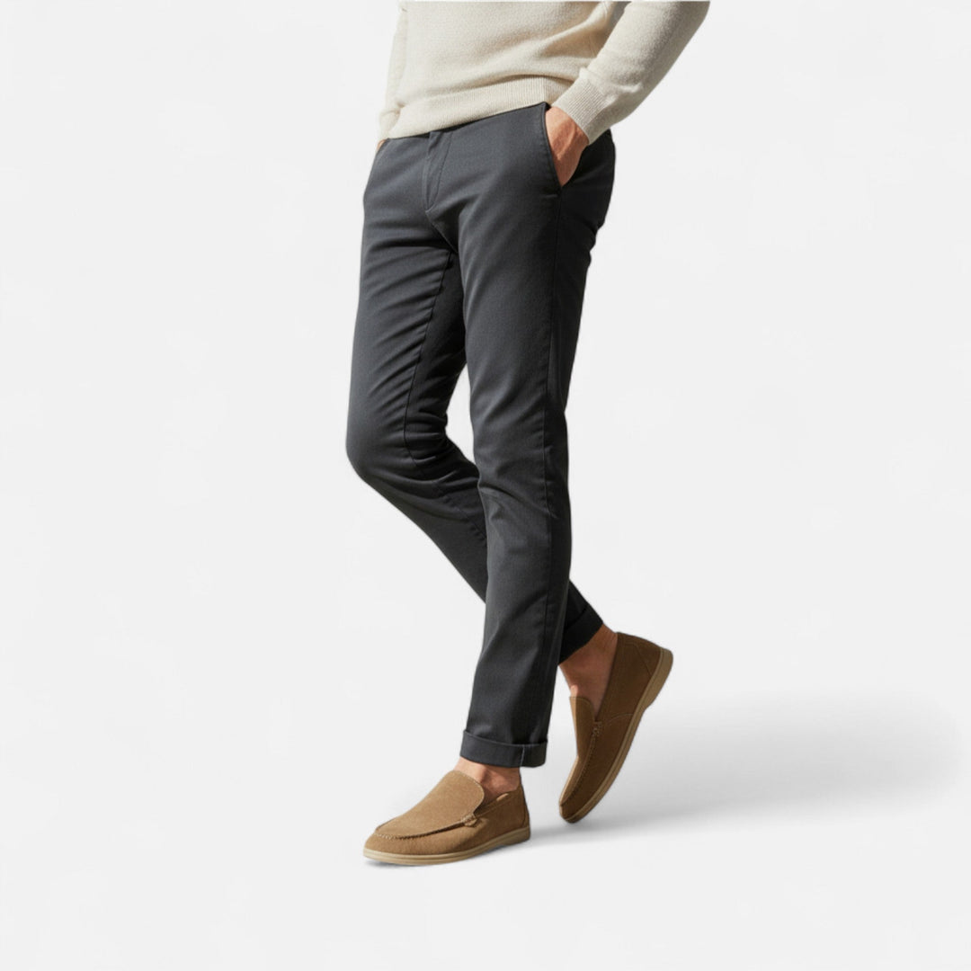 Comfortable beige men's slip-on loafers, a classic old money style shoe. Versatile for elegant casual or dress wear.