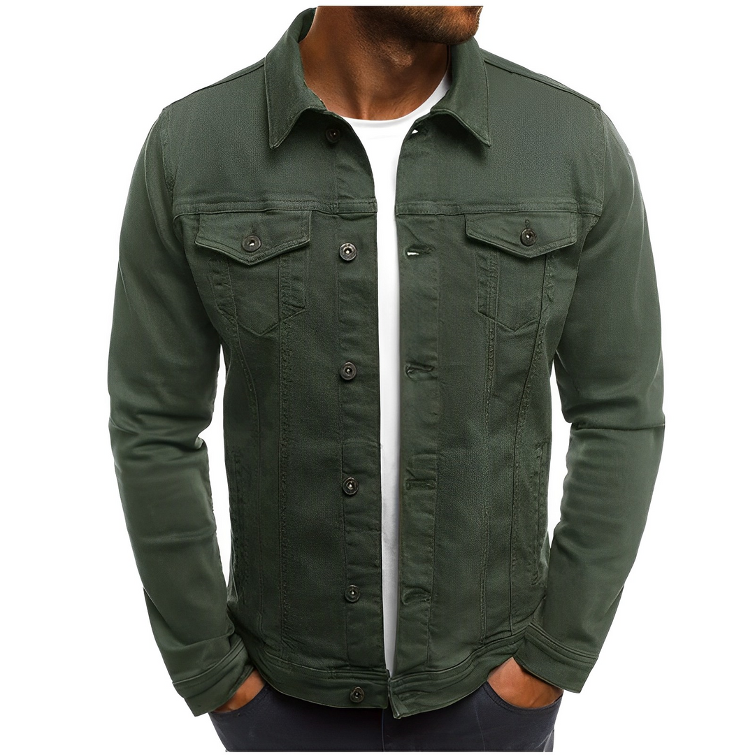 Versatile men's lightweight denim summer jacket, offering effortless casual style for warm weather fashion.