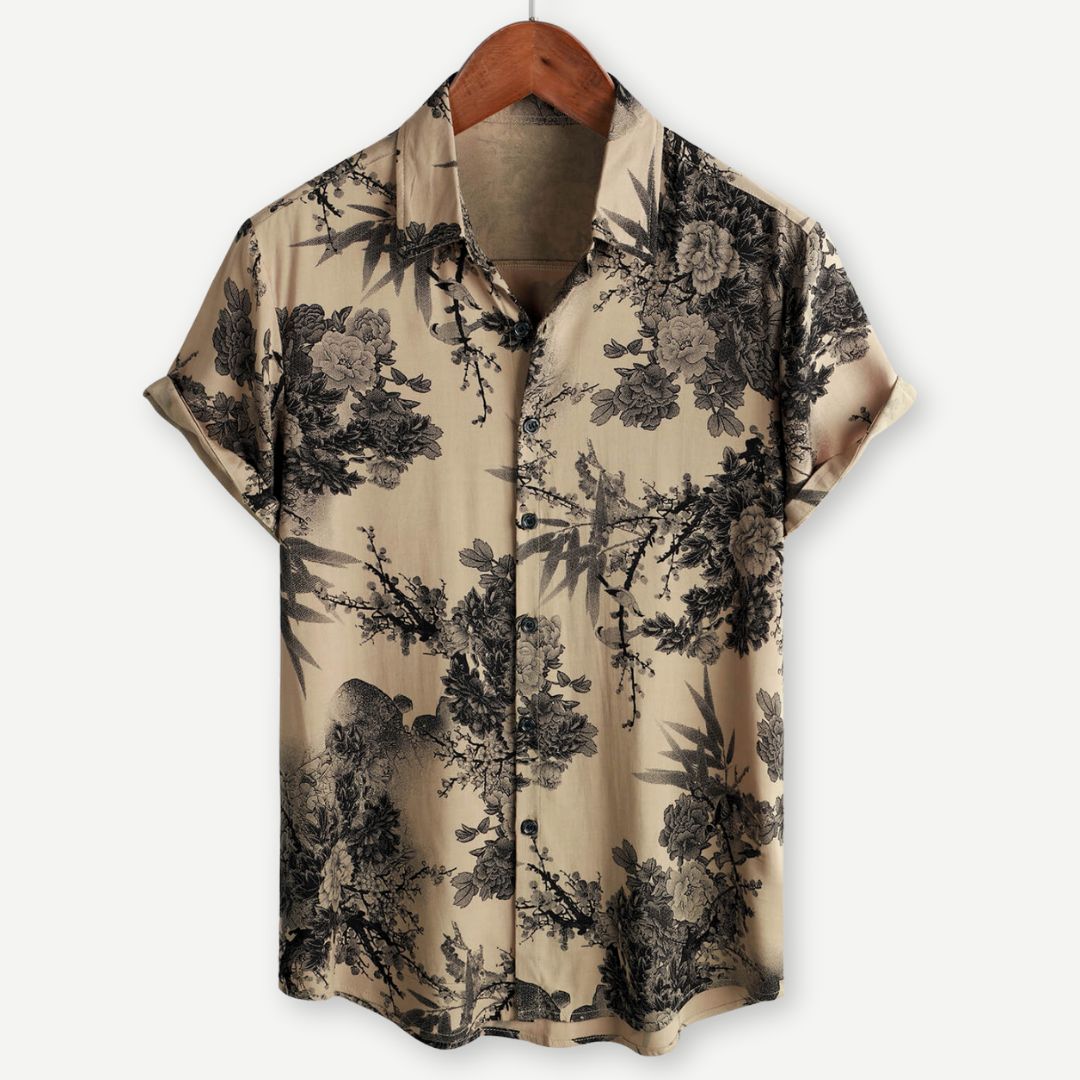 Lightweight men's floral short sleeve shirt for summer. Perfect casual beach or holiday wear.
