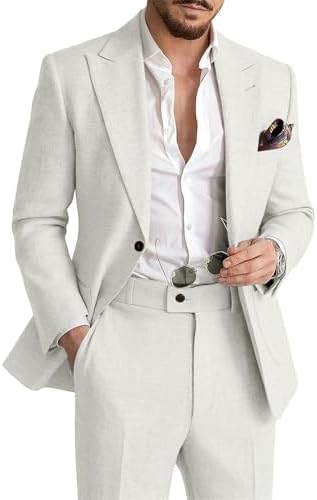 Breathable men's summer suit set. Perfect for formal events, weddings, or smart casual.
