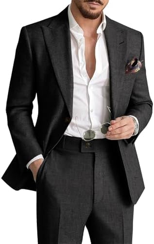 Men's smart casual summer suit. Two-piece lightweight set for warm weather fashion.