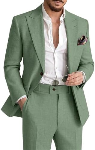 Formal men's summer suit for business casual or wedding guest attire. Breathable fabric.