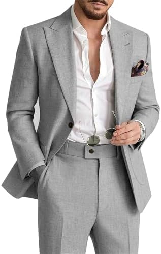 Stylish men's two-piece summer suit. Lightweight & tailored for comfort in warm weather.