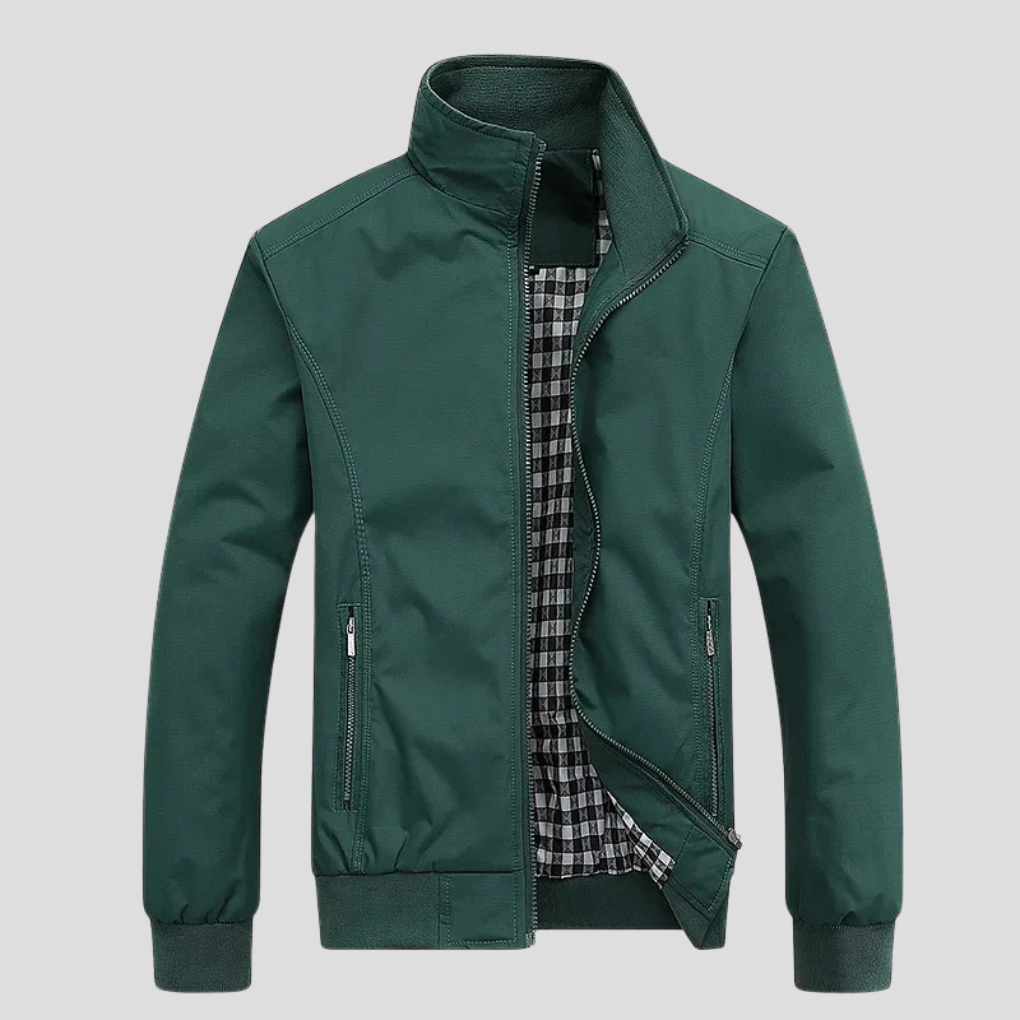 Lightweight men's wind-resistant summer jacket, perfect for casual wear and transitional weather. Stylish zip-up outerwear.