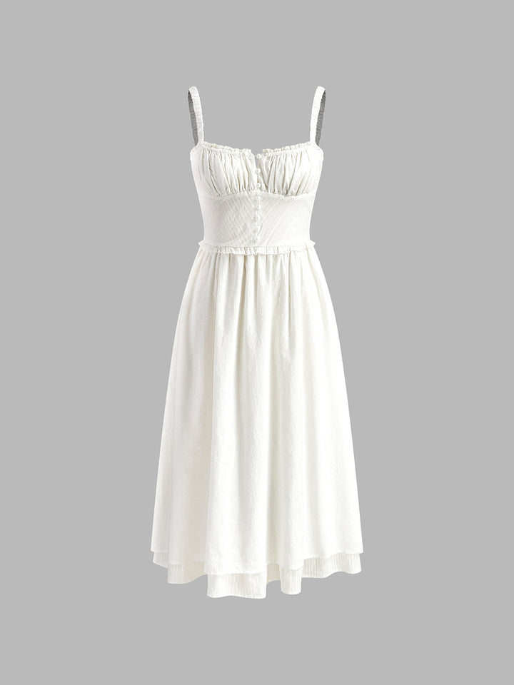 Lightweight cami midi dress for women, featuring a trendy ruffle hem, essential for summer fashion.