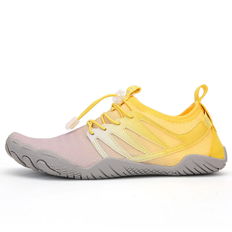 Slip-resistant aquatic footwear, lightweight and breathable, ideal for active summer adventure gear.