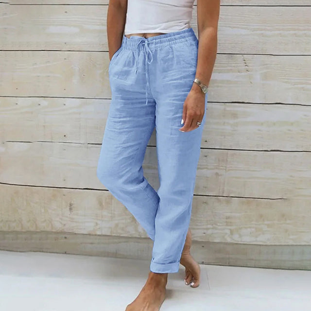 Lightweight women's drawstring summer pants with a relaxed fit for ultimate comfort and casual style.